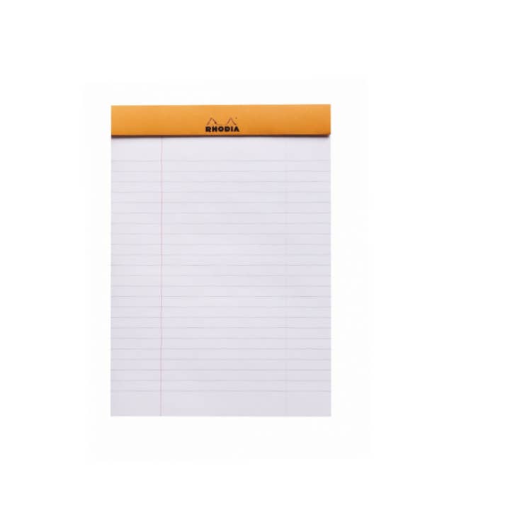 Rhodia notepad with orange cover on a white background