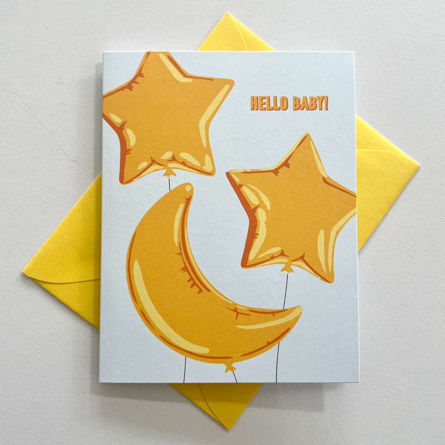 Hello Baby Moon And Stars Greeting Card