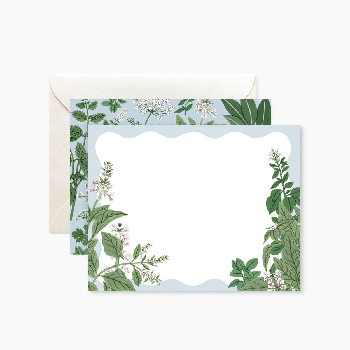 Floral card with decorative envelope on a white background