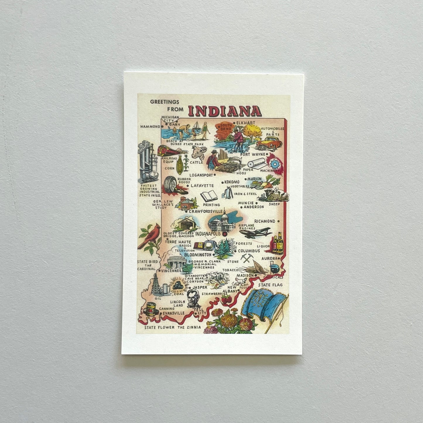 Greetings from Indiana Vintage Postcard