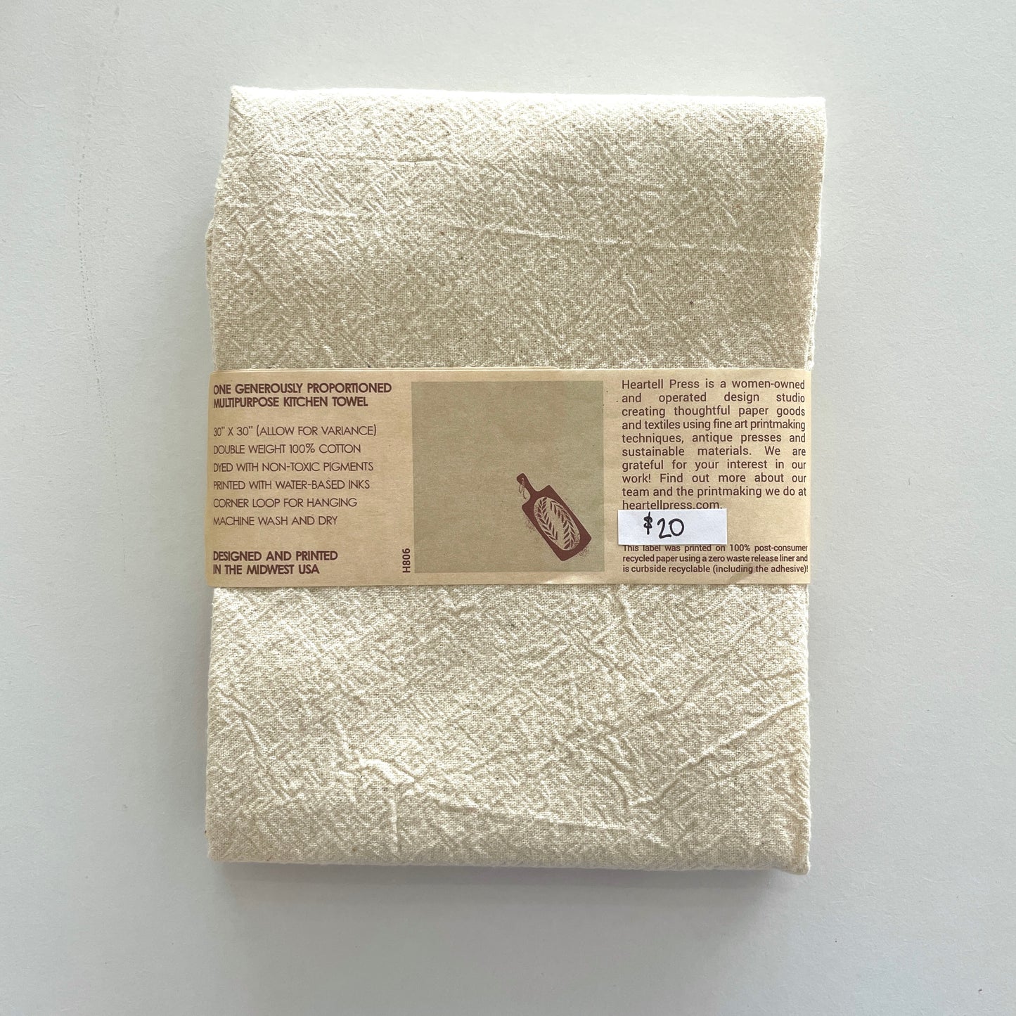 Screen Printed Bread Board Generous Kitchen Towel