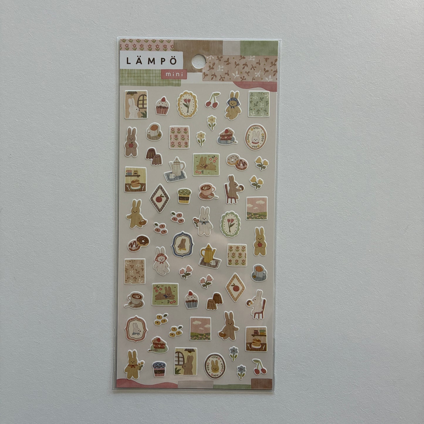 Sticker sheet with rabbit illustrations