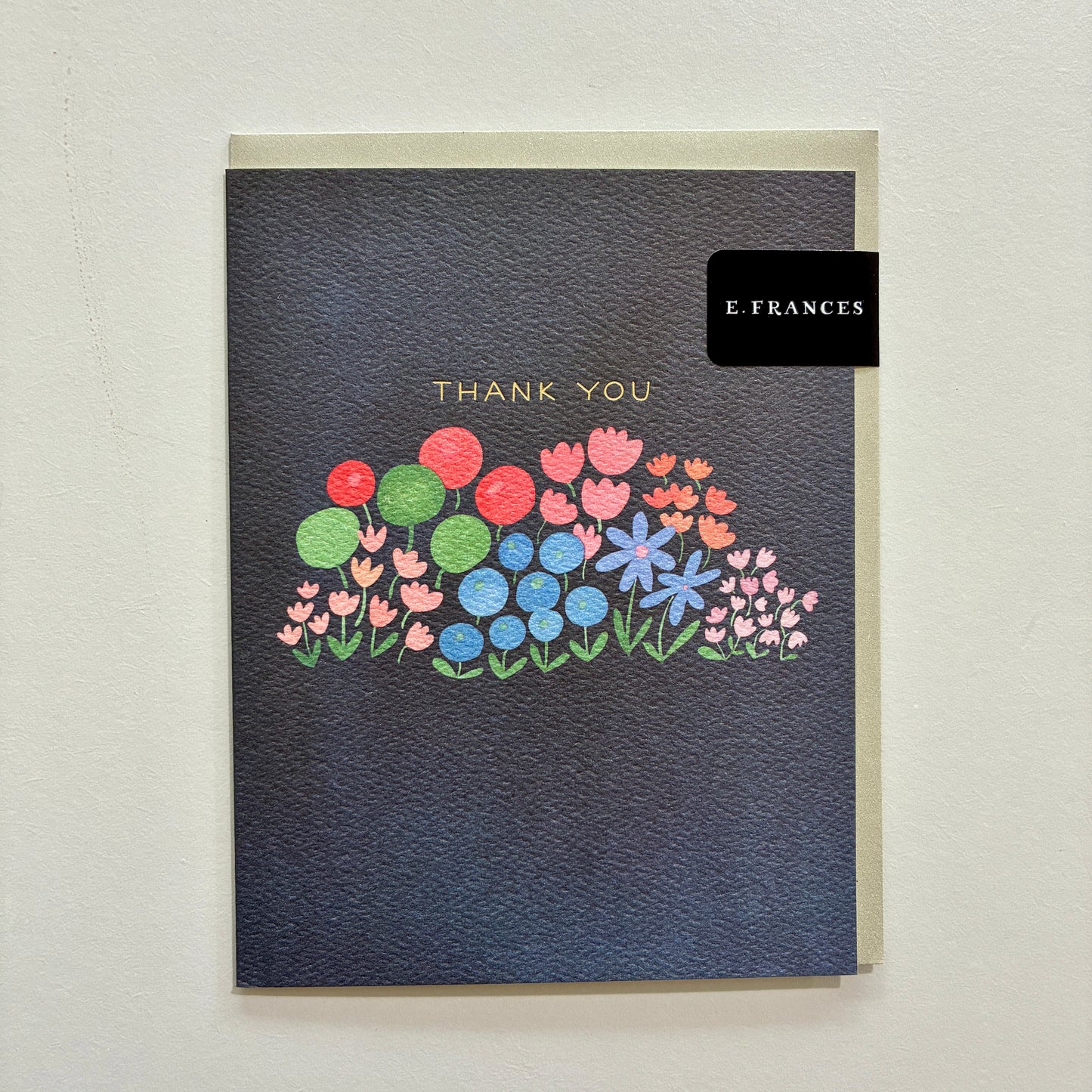 Navy Floral Thank You Card