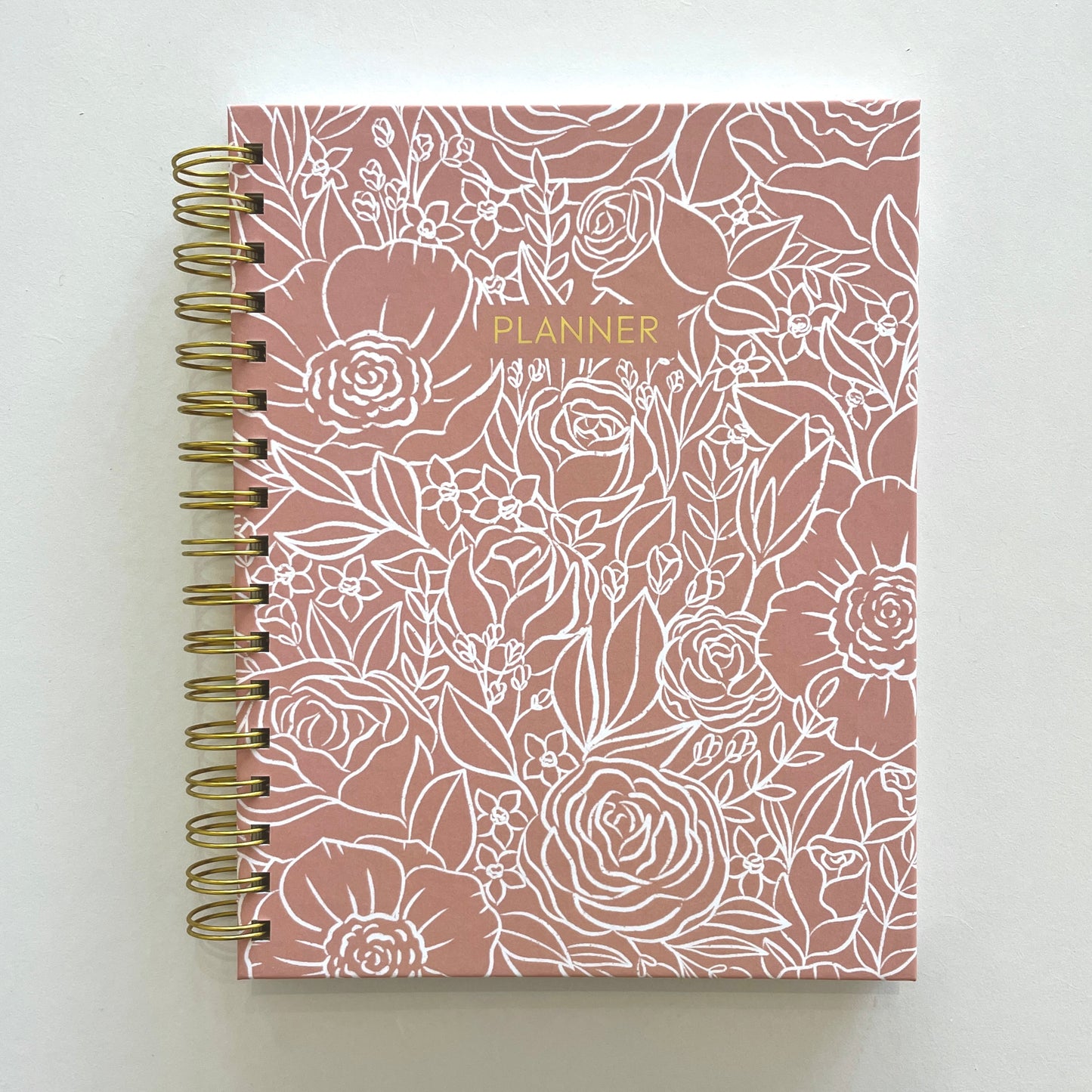 White Line Floral Undated Planner