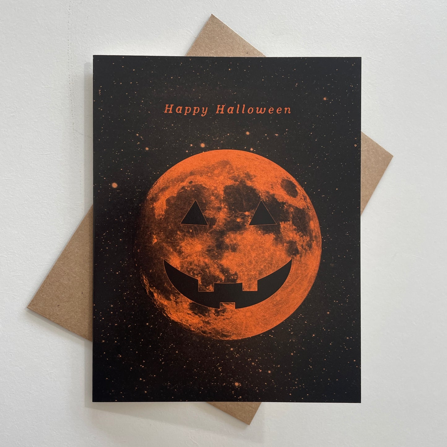Happy Halloween Jack-O-Lantern Moon Greeting Card