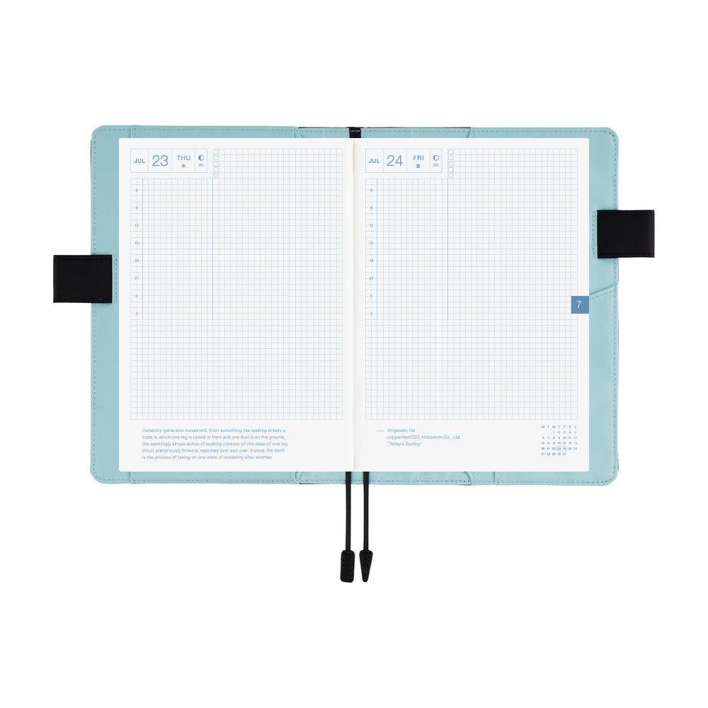 Hobonichi A5 Cover: Black x Clear Blue