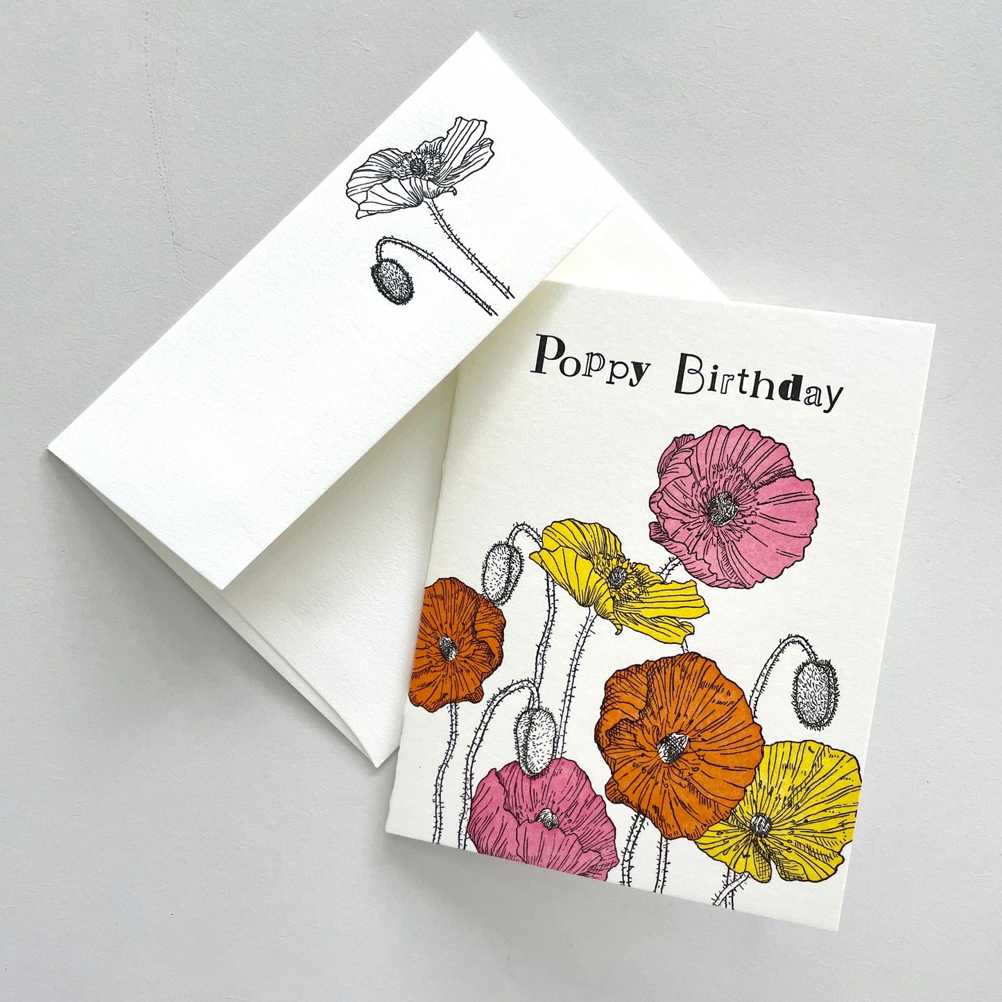 Poppy Birthday Letterpress Greeting Card