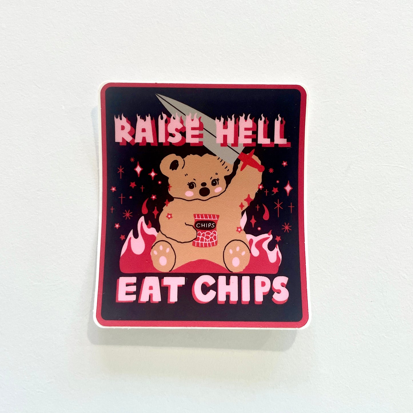 Raise Hell Eat Chips Vinyl Sticker