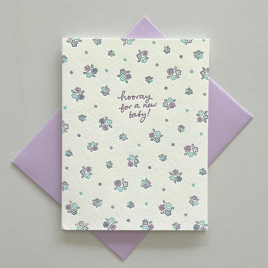 Floral Baby Letterpress Greeting Card