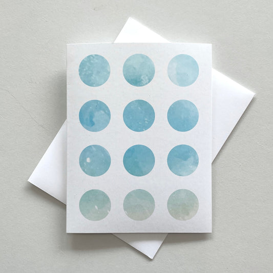Watercolor Blue Dots Blank Greeting Card
