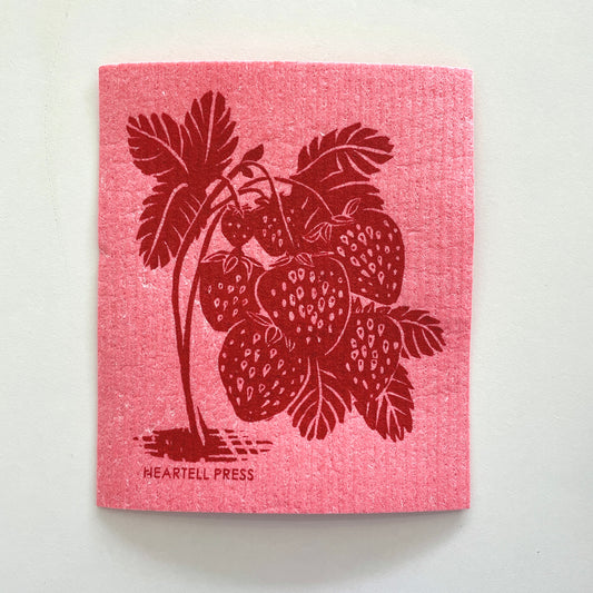 Screen Printed Swedish Dish Cloth | Strawberries