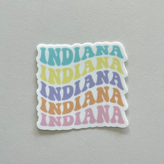 Indiana Retro State Name Sticker