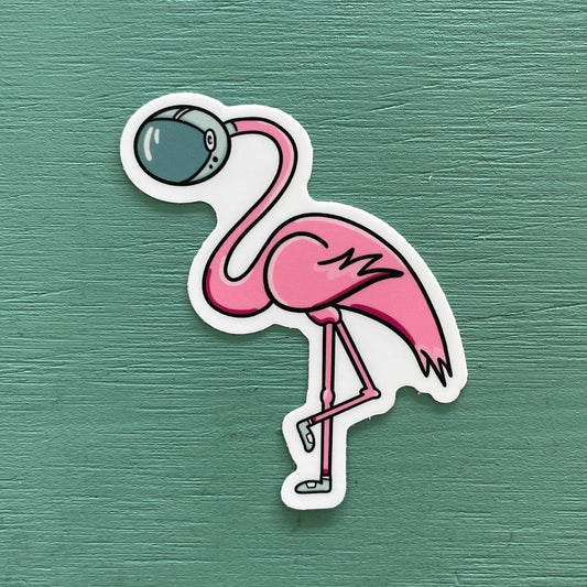 Astronaut Flamingo Vinyl Sticker