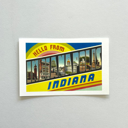 Hello from Indianapolis Vintage Postcard