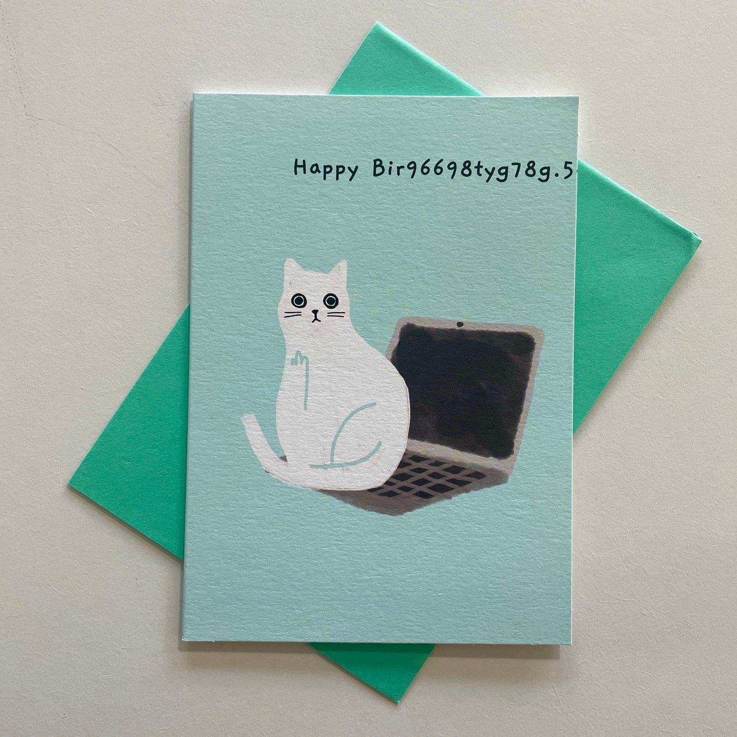 Ken The Cat Laptop Birthday Greeting Card