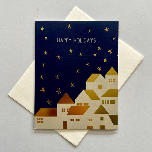 Gold Houses Holiday Greeting Card