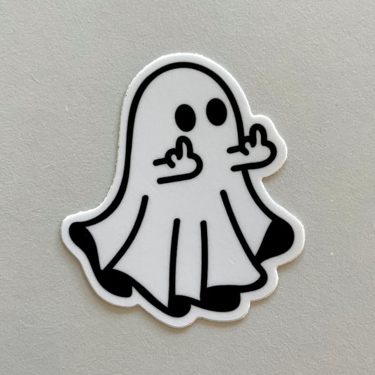 Middle Finger Ghost Vinyl Sticker