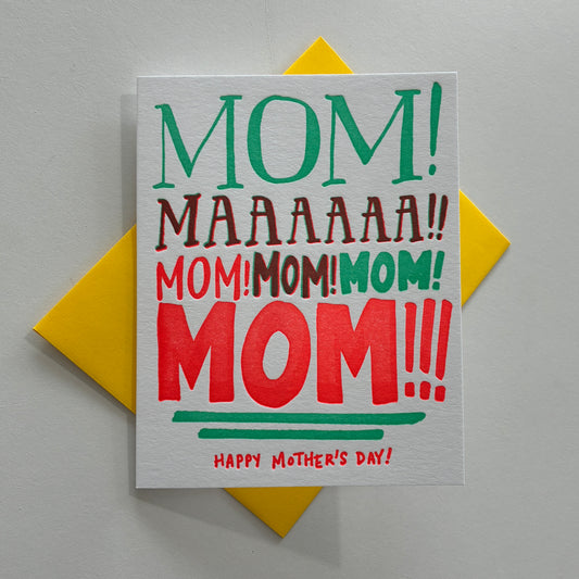 Mother's Day card with colorful text on a gray background