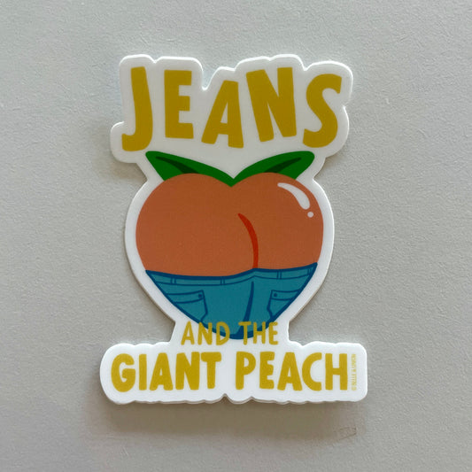 Jeans And The Giant Peach Vinyl Sticker