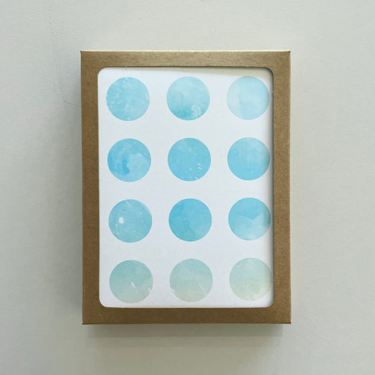 Watercolor Blue Dots Blank Greeting Card Set