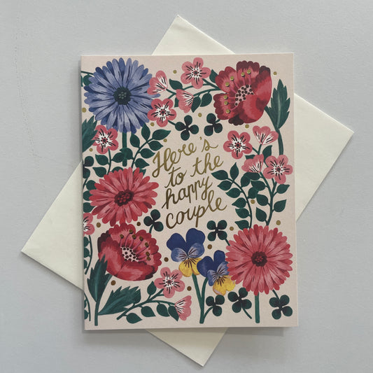 Blooming Happy Couple Wedding Greeting Card