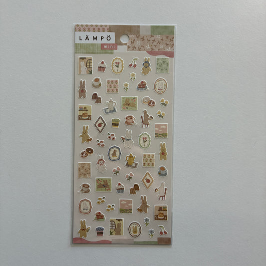 Sticker sheet with rabbit illustrations