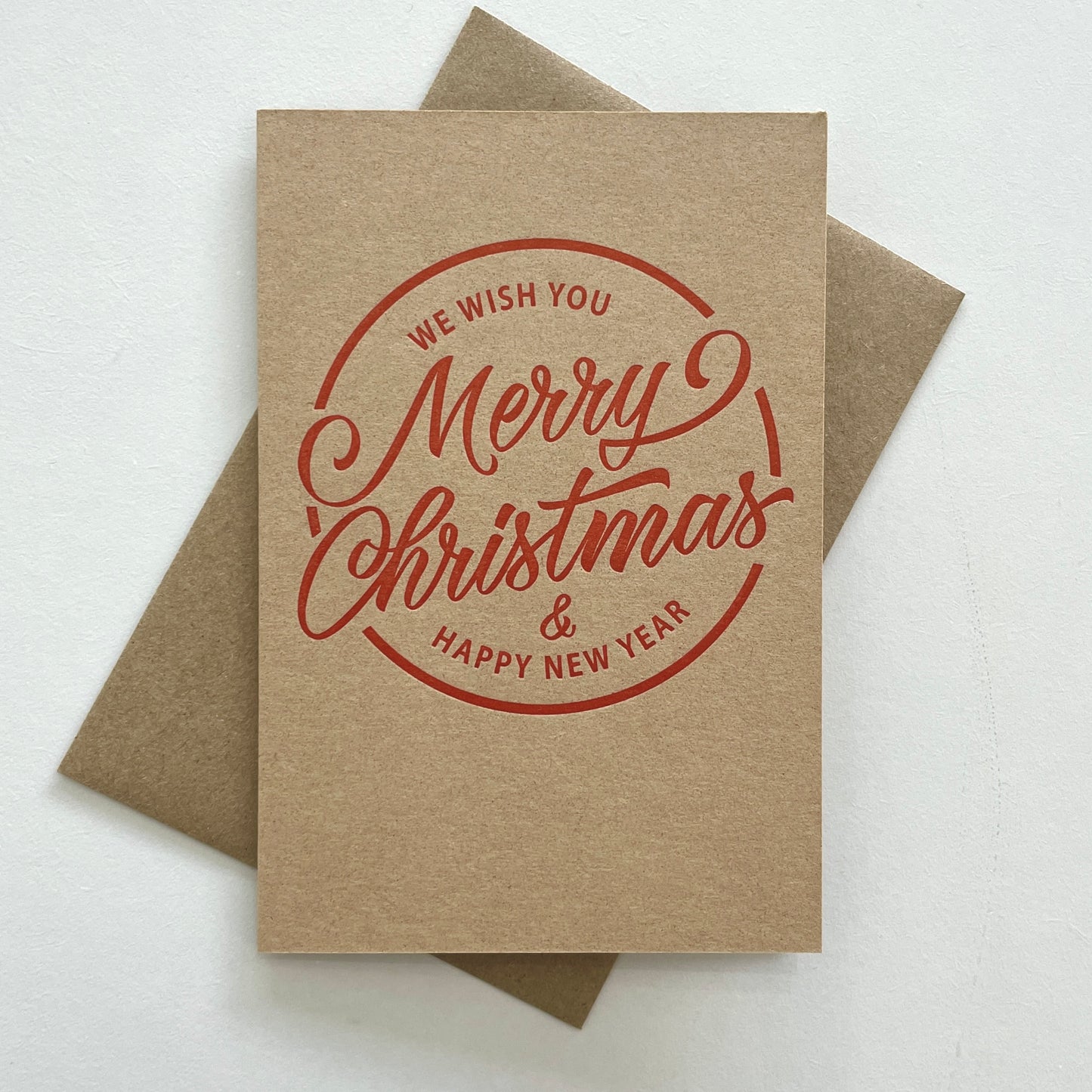 Merry Christmas Typography Letterpress Card
