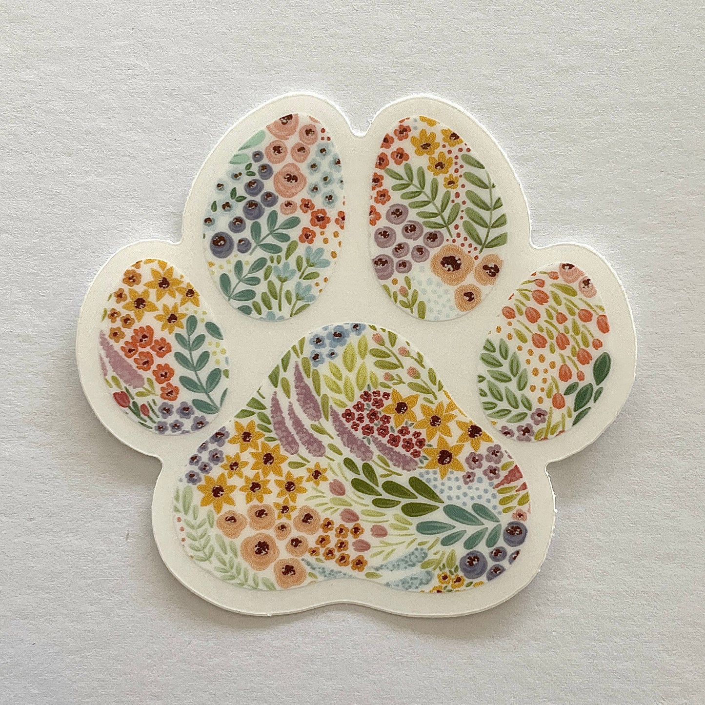 Floral Dog Paw Clear Vinyl Sticker