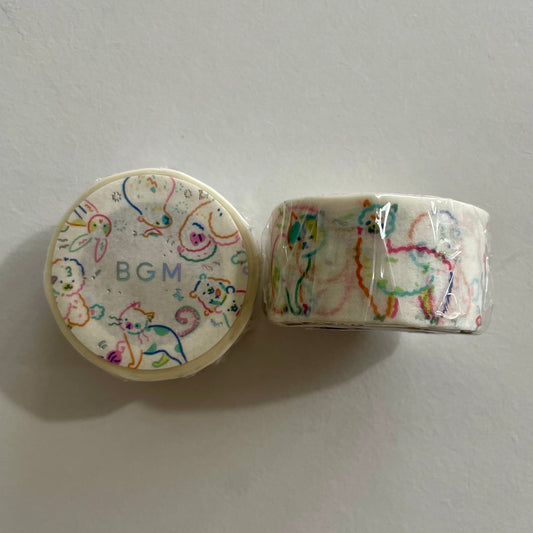 Rainbow Drawn Animal Washi Tape