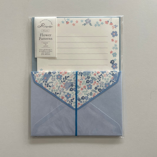 Risette Letter Writing Set | Blue and Red Floral