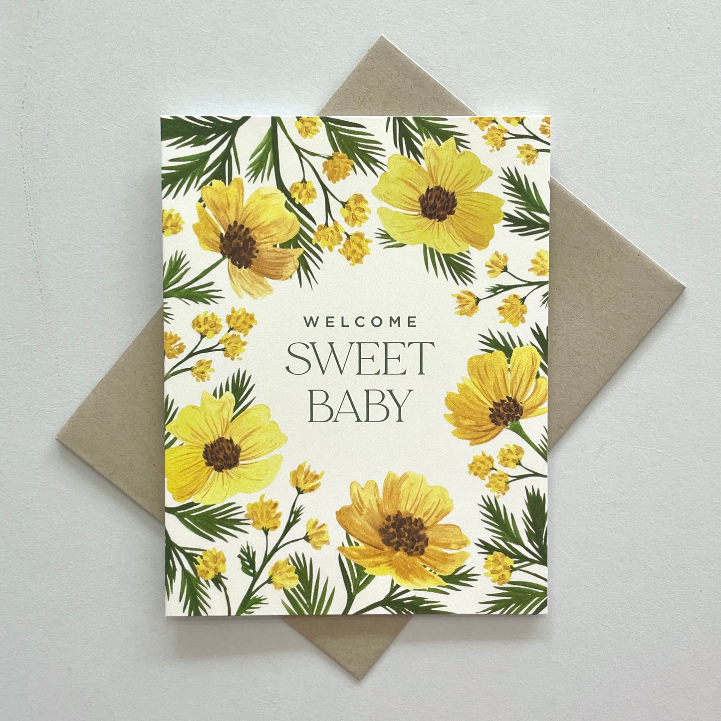Welcome Sweet Baby Wildflower Greeting Card