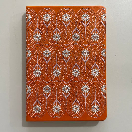 Daisy Embroidered Fabric Journal