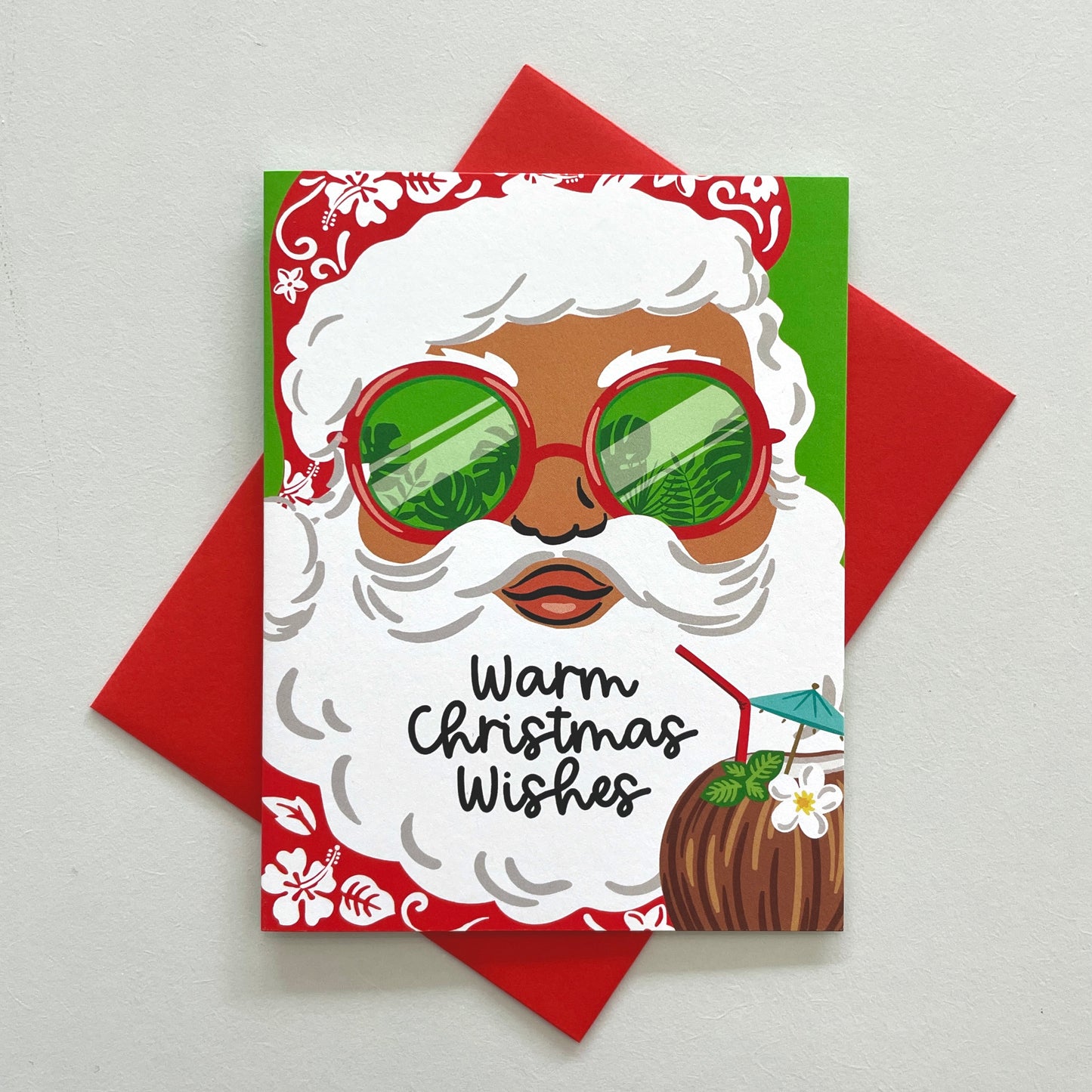Tropical Santa Christmas Card