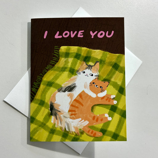 I Love You Cat Snuggle Greeting Card