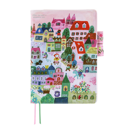 Hobonichi A5 Cover: Yumi Kitagishi: White Cat Village