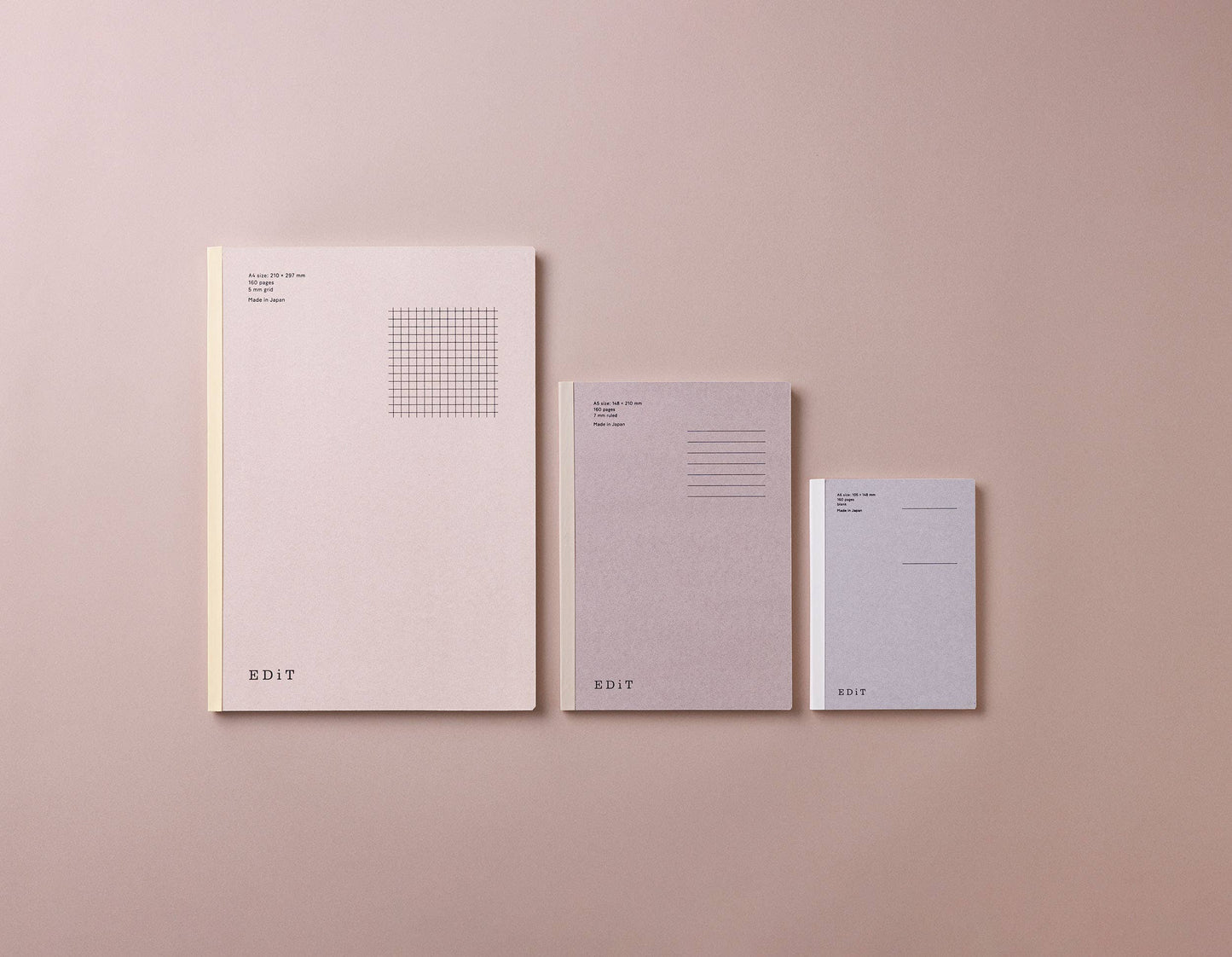 EDiT A6 Lightweight Notebook - 3 Layout (Grid, Ruled, Blank): 5 mm Grid