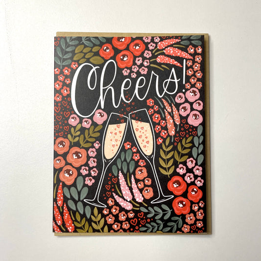 Cheers Champagne Floral Card
