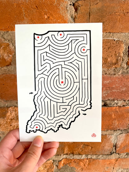 Indiana Maze Map 5x7 Postcard