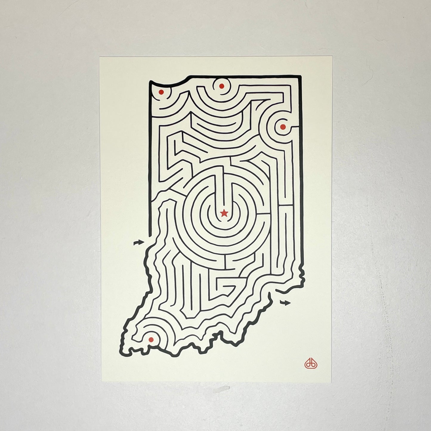 Indiana Maze Map 5x7 Postcard