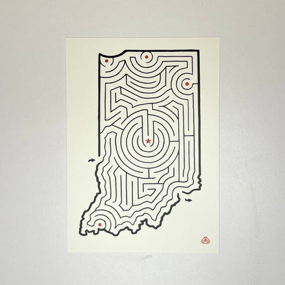 Indiana Maze Map 5x7 Postcard