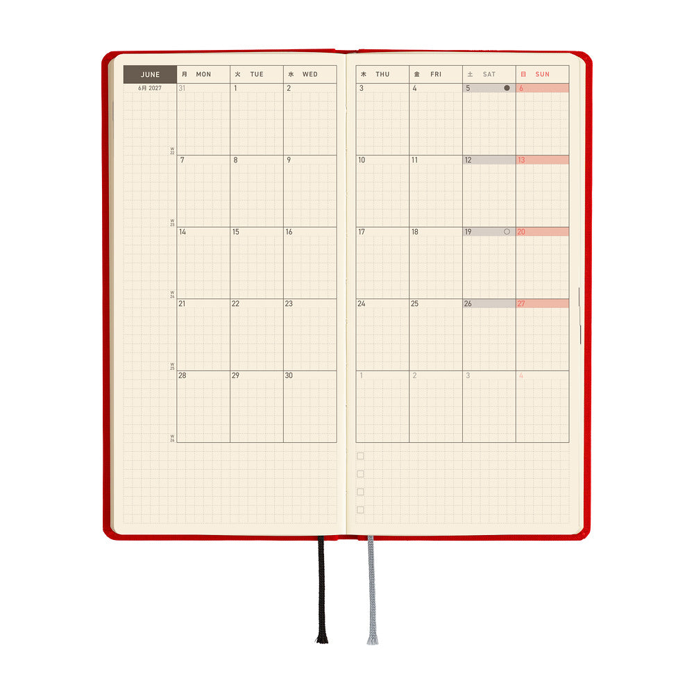 2027 Hobonichi Weeks: Poppy Red