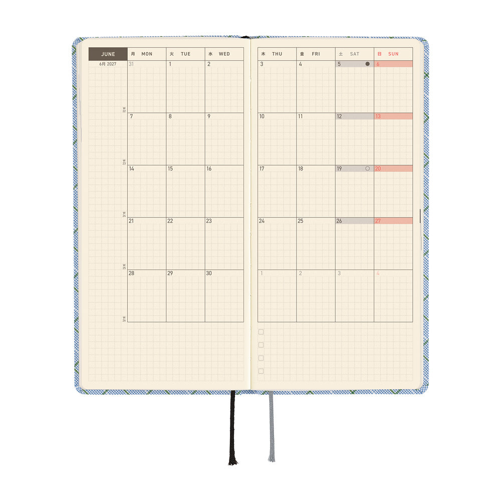 2027 Hobonichi Weeks: Shirt Fabric Graph Plaid