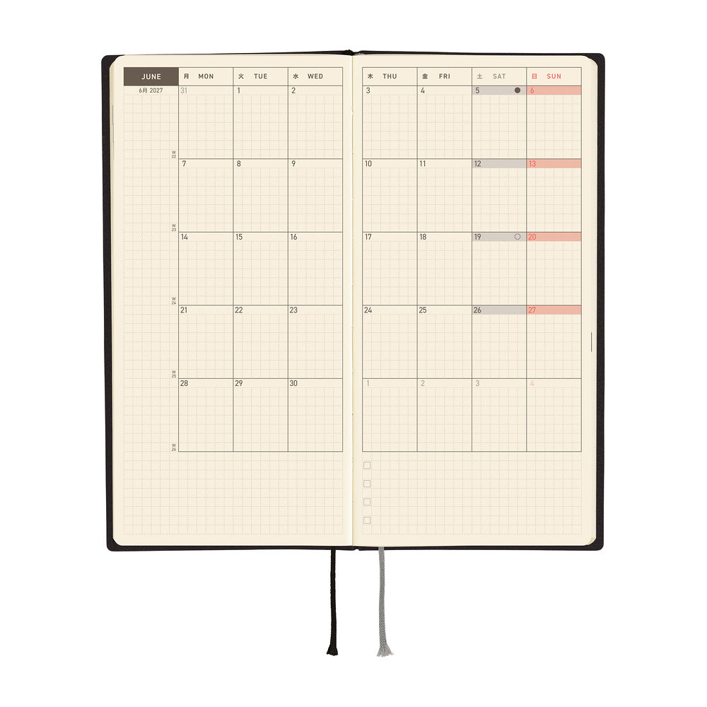 2027 Hobonichi Weeks: White Line Black