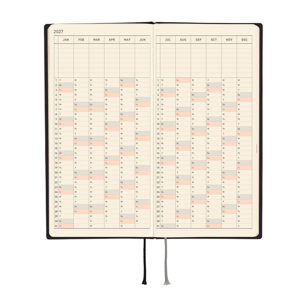 2027 Hobonichi Weeks: White Line Black