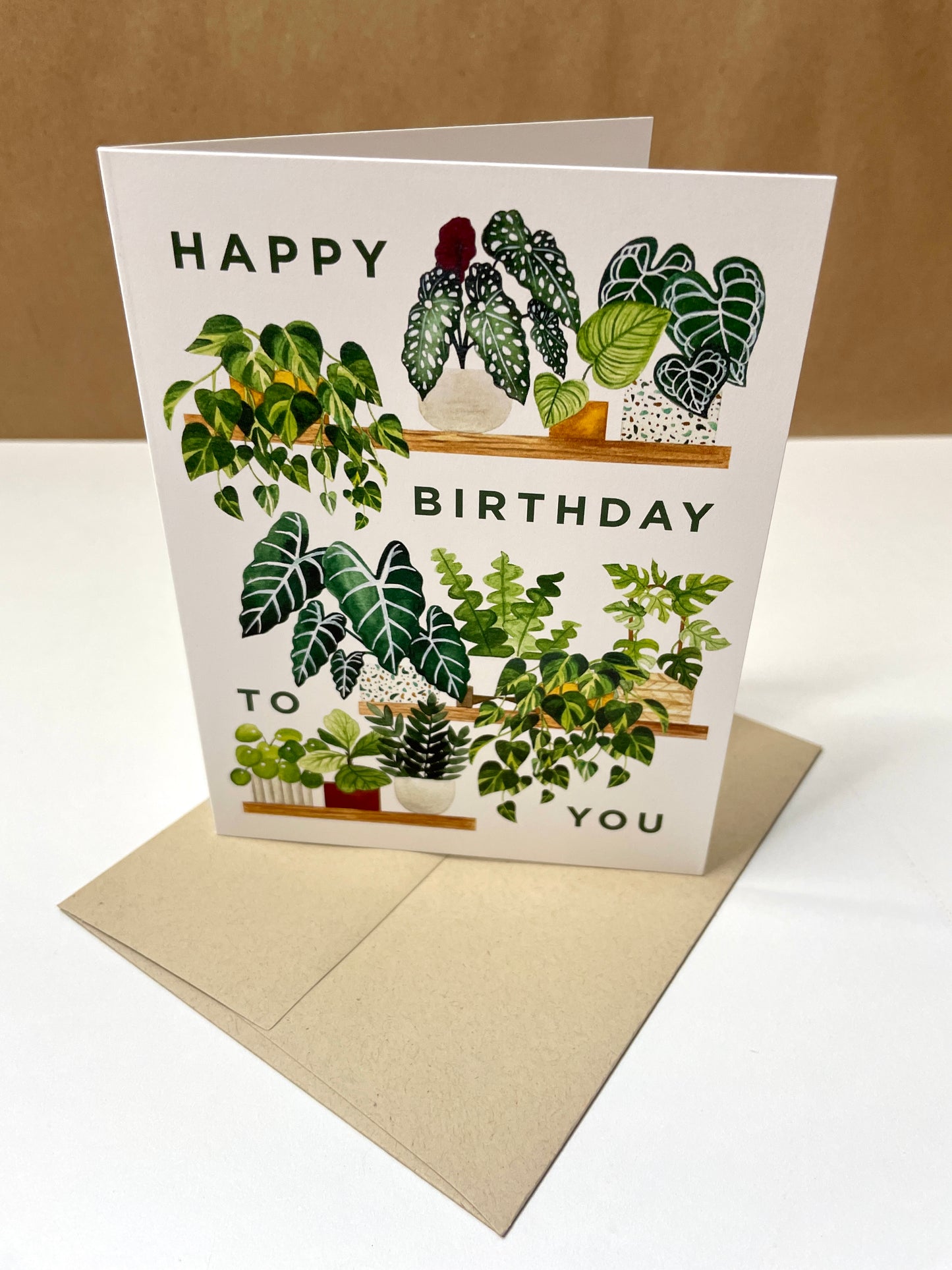 birthday card with houseplants for houseplant lover